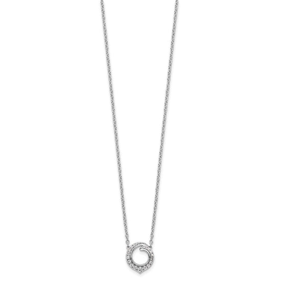 14k White Gold 1/4 carat Diamond Fancy Swirl Circle 18 inch Necklace
