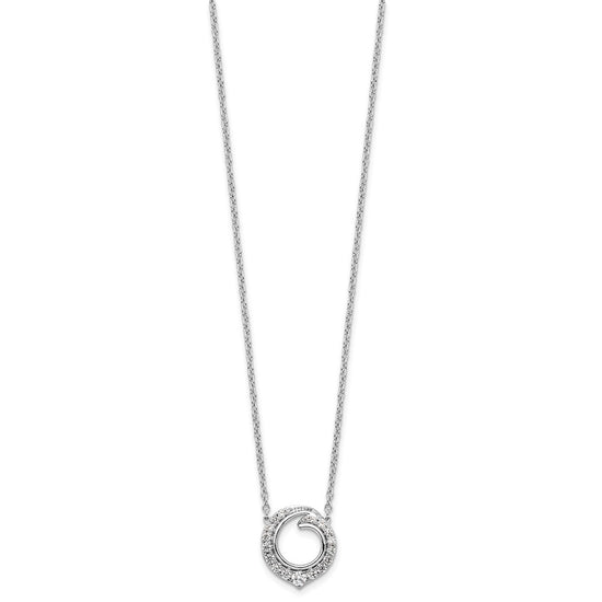 14k White Gold 1/2 carat Diamond Fancy Swirl Circle 18 inch Necklace