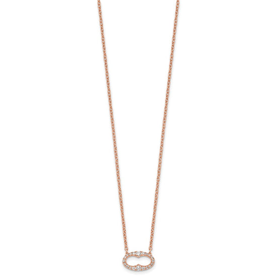 14k Rose Gold 1/4 carat Diamond Oval 18 inch Necklace