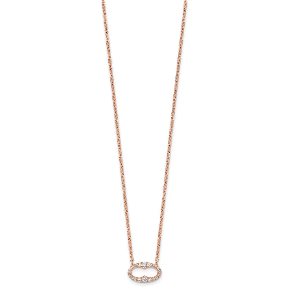 14k Rose Gold 1/4 carat Diamond Oval 18 inch Necklace