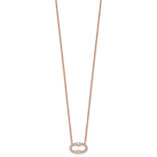 14k Rose Gold 1/4 carat Diamond Oval 18 inch Necklace