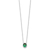14k White Gold 10x8mm Oval Lab Created Emerald and Diamond Halo 18 inch Necklace