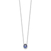 14k White Gold 10x8mm Oval Lab Created Sapphire and Diamond 18 inch Halo Necklace