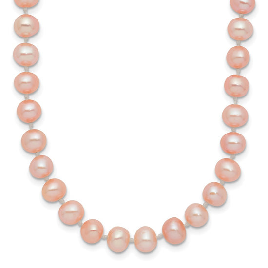 14k Pink Near Round Freshwater Cultured Pearl Necklaces
