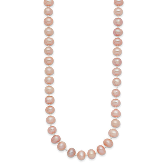 14k Pink Near Round Freshwater Cultured Pearl Necklaces