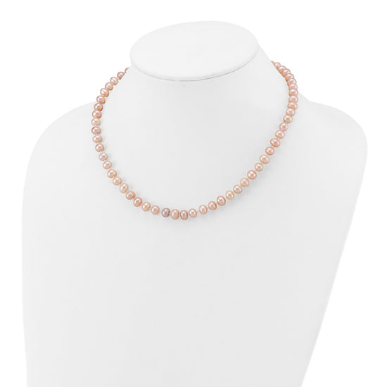 14k Pink Near Round Freshwater Cultured Pearl Necklaces