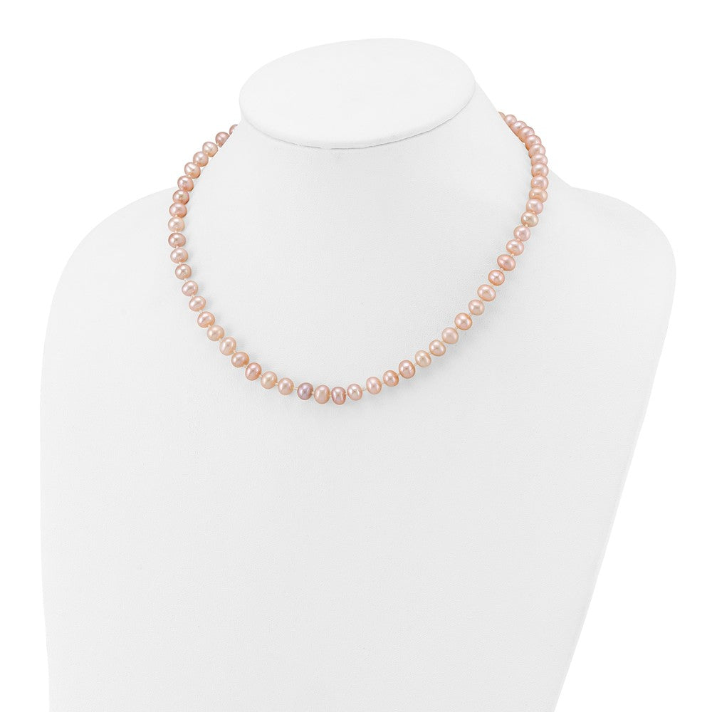 14k Pink Near Round Freshwater Cultured Pearl Necklaces
