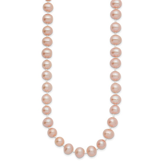 14k Pink Near Round Freshwater Cultured Pearl Necklaces