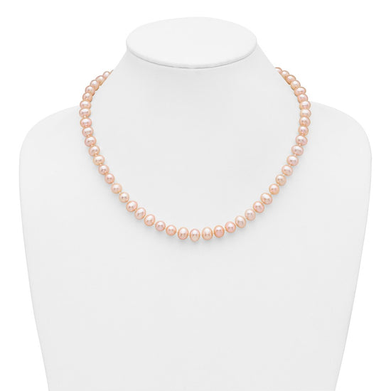 14k Pink Near Round Freshwater Cultured Pearl Necklaces