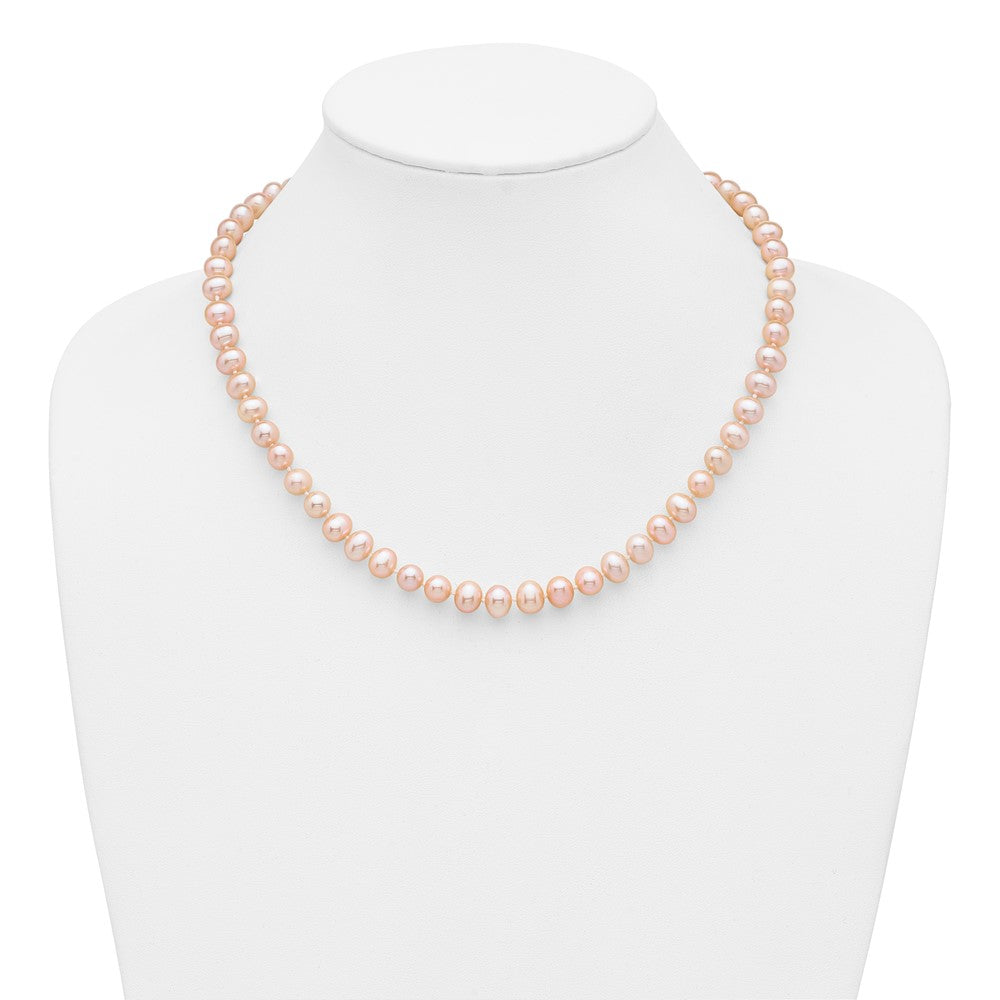 14k Pink Near Round Freshwater Cultured Pearl Necklaces