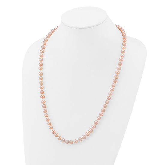 14k Pink Near Round Freshwater Cultured Pearl Necklaces