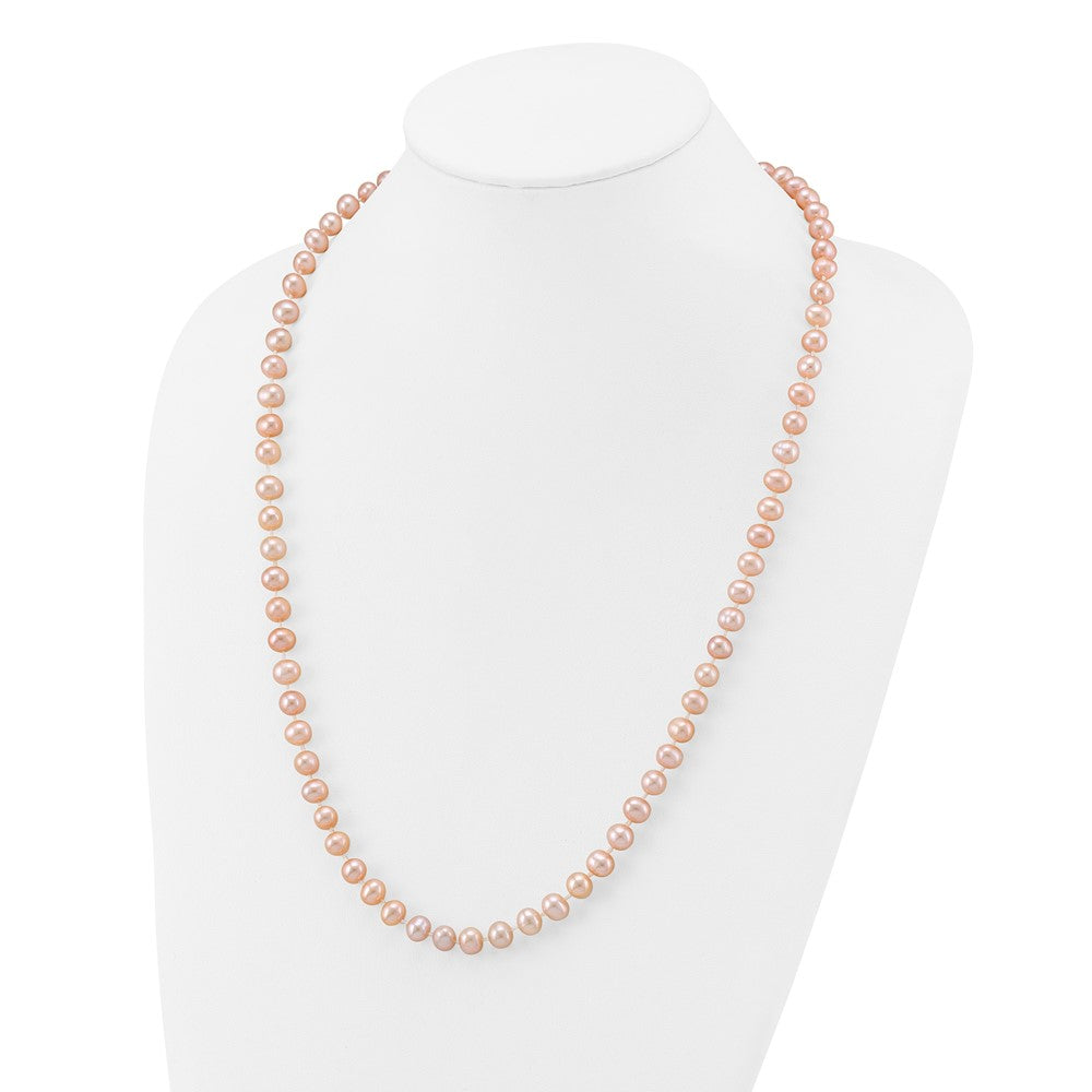 14k Pink Near Round Freshwater Cultured Pearl Necklaces
