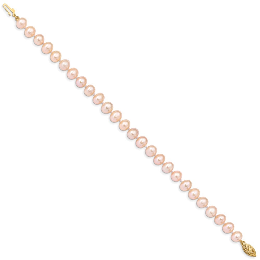 14k Colored Near Round Freshwater Cultured Pearl Bracelets