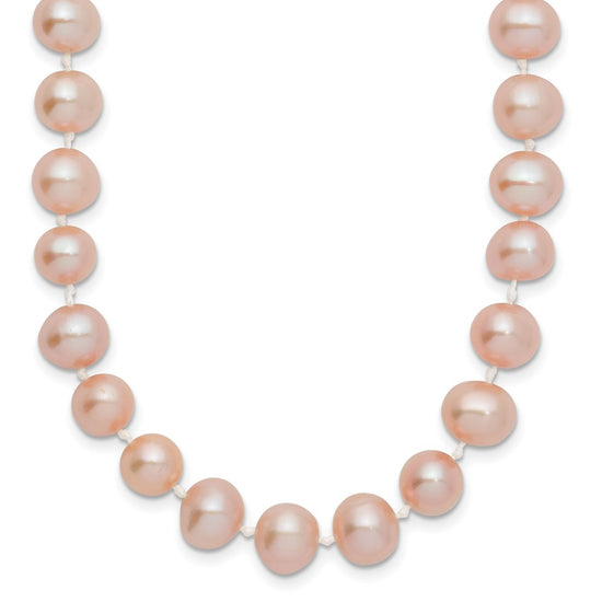 14k Pink Near Round Freshwater Cultured Pearl Necklaces