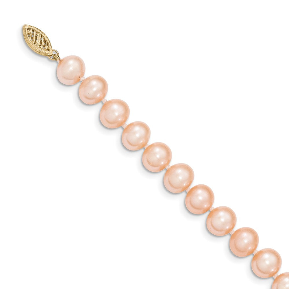 14k Pink Near Round Freshwater Cultured Pearl Necklaces