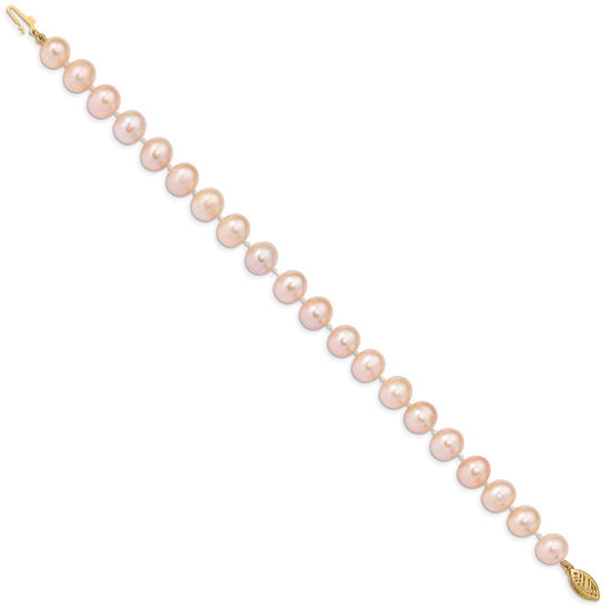 14k Colored Near Round Freshwater Cultured Pearl Bracelets