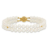 14k 5-6mm White Near-Round Freshwater Cultured Pearl 2-Strand 7.5 inch Bracelet