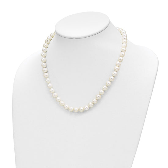 14k 7.5-9mm White Freshwater Cultured Pearl Graduated 18 inch Necklace