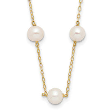 14k 5.5-6.5mm White Near-Round Freshwater Cultured Pearl 12-Station 16 inch Necklace