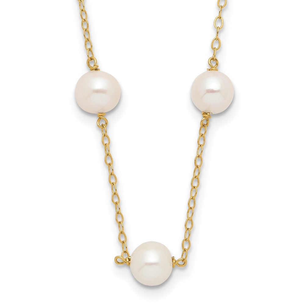 14K 5.5-6.5mm White Near Round Freshwater Cultured Pearl 12-station 18 inch Necklace