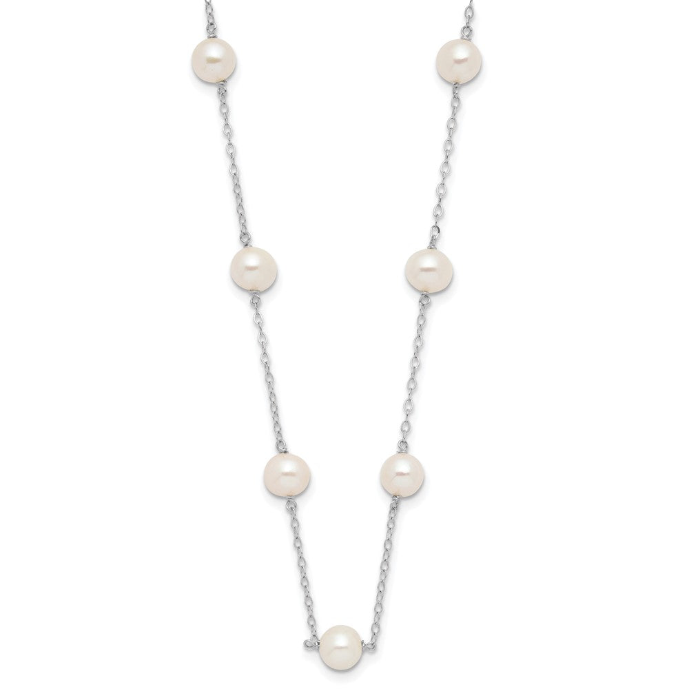14k White Gold 5.5-6.5mm Near Round White Freshwater Cultured Pearl 12-station 18 inch Necklace