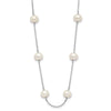 14k White Gold 6-7mm White Near-Round Freshwater Cultured Pearl 12-Station 18 inch Necklace
