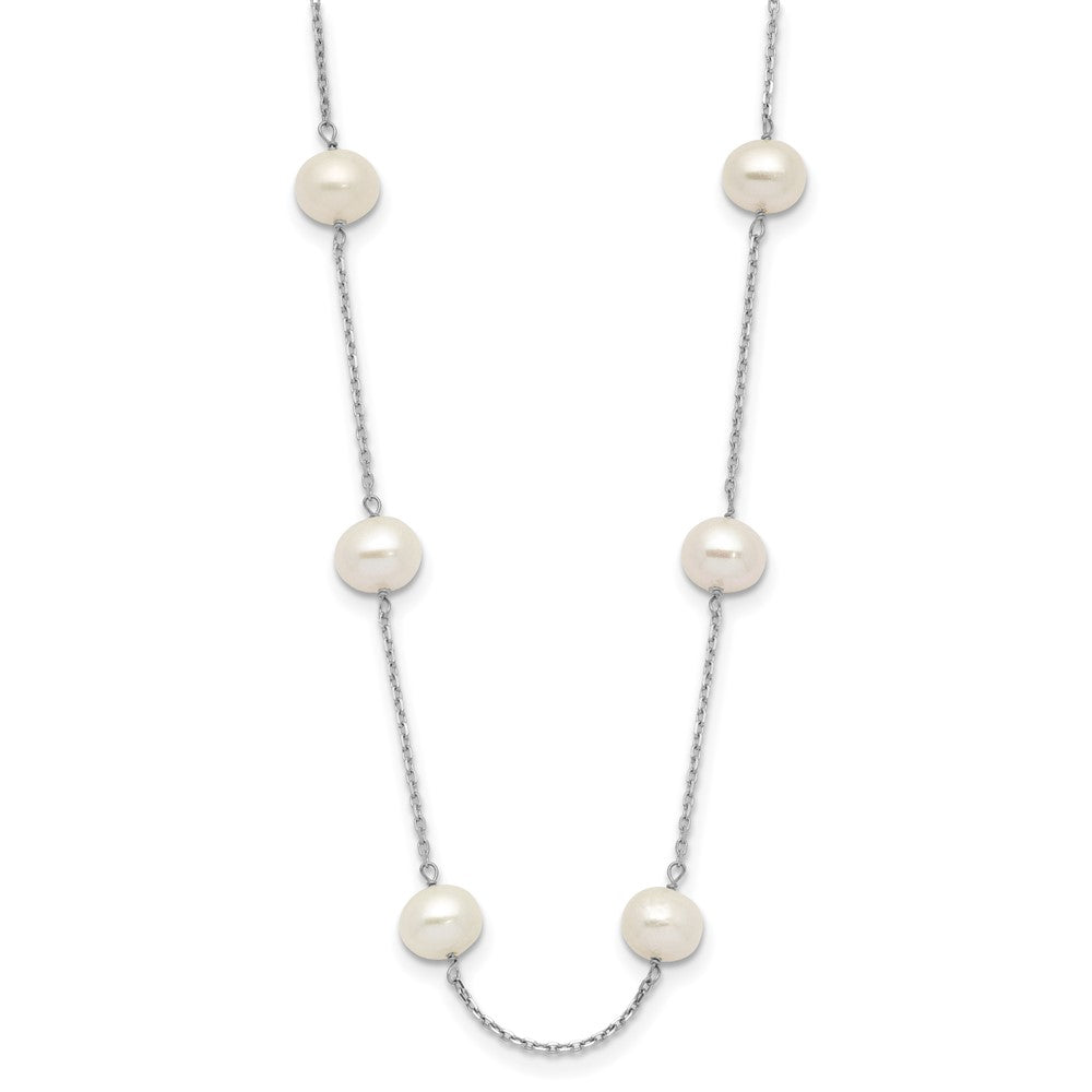 14k White Gold 6-7mm White Near-Round Freshwater Cultured Pearl 12-Station 18 inch Necklace