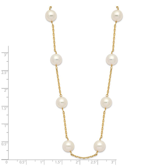 14k 8-9mm White Near-Round Freshwater Cultured Pearl 14-Station 18 inch Necklace