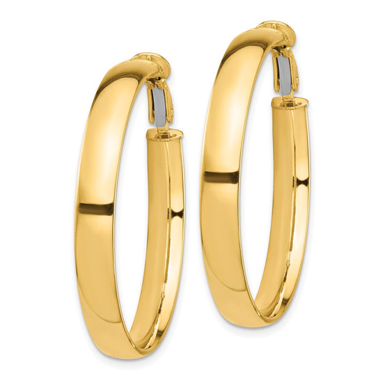 Gold Half Round Tube Omega Back Hoop Earrings
