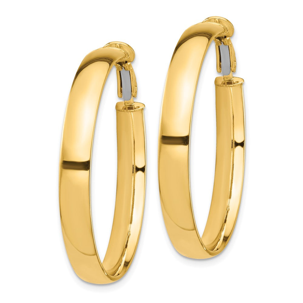 Gold Half Round Tube Omega Back Hoop Earrings