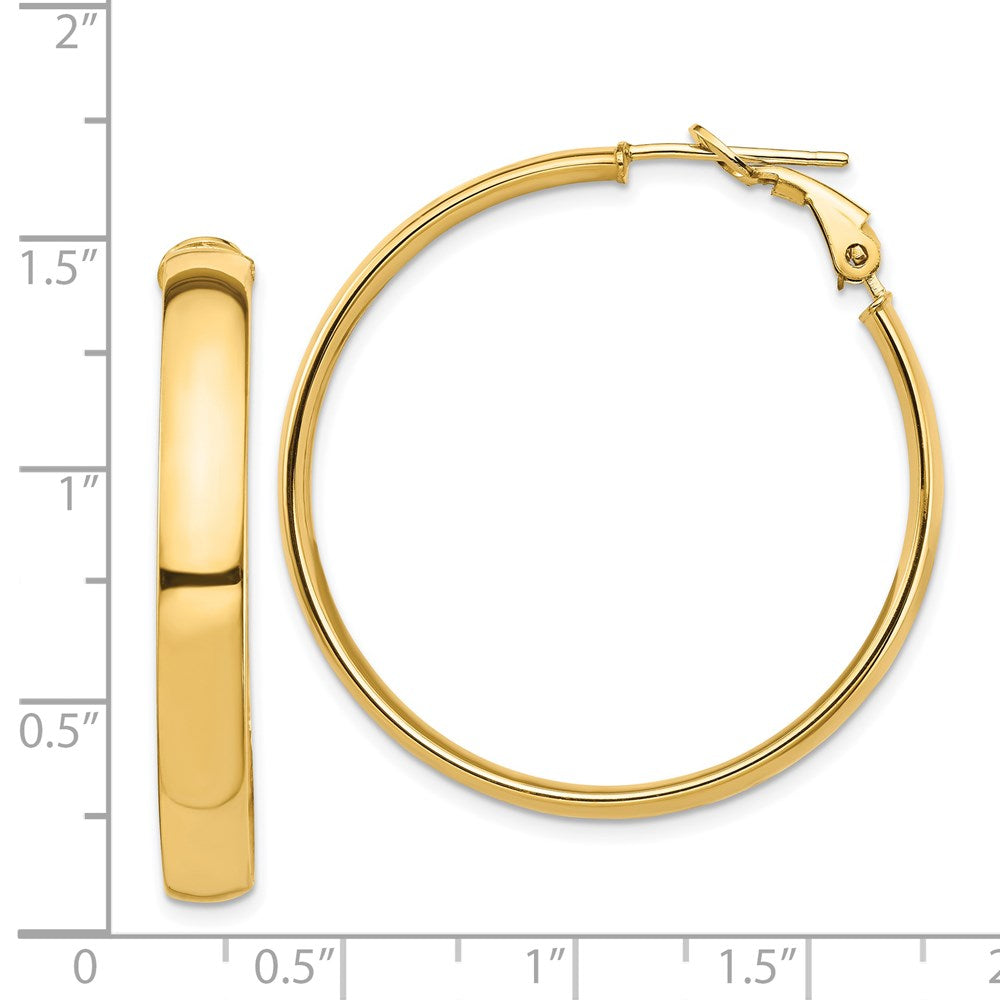 Gold Half Round Tube Omega Back Hoop Earrings