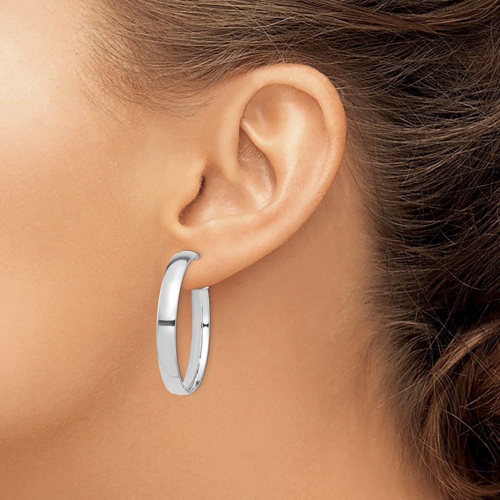 Gold Half Round Tube Omega Back Hoop Earrings
