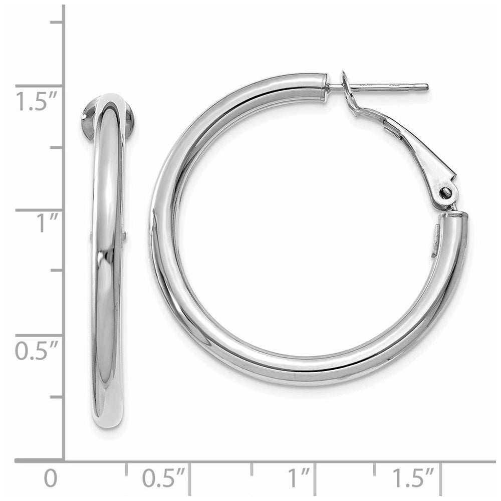 Gold Round Tube Omega Back Hoop Earrings