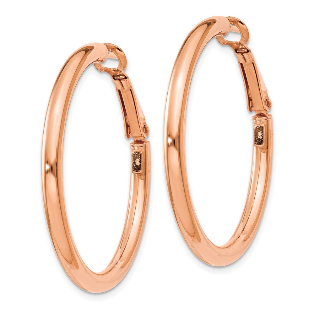 Gold Round Tube Omega Back Hoop Earrings