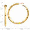 Gold Round Tube Omega Back Hoop Earrings