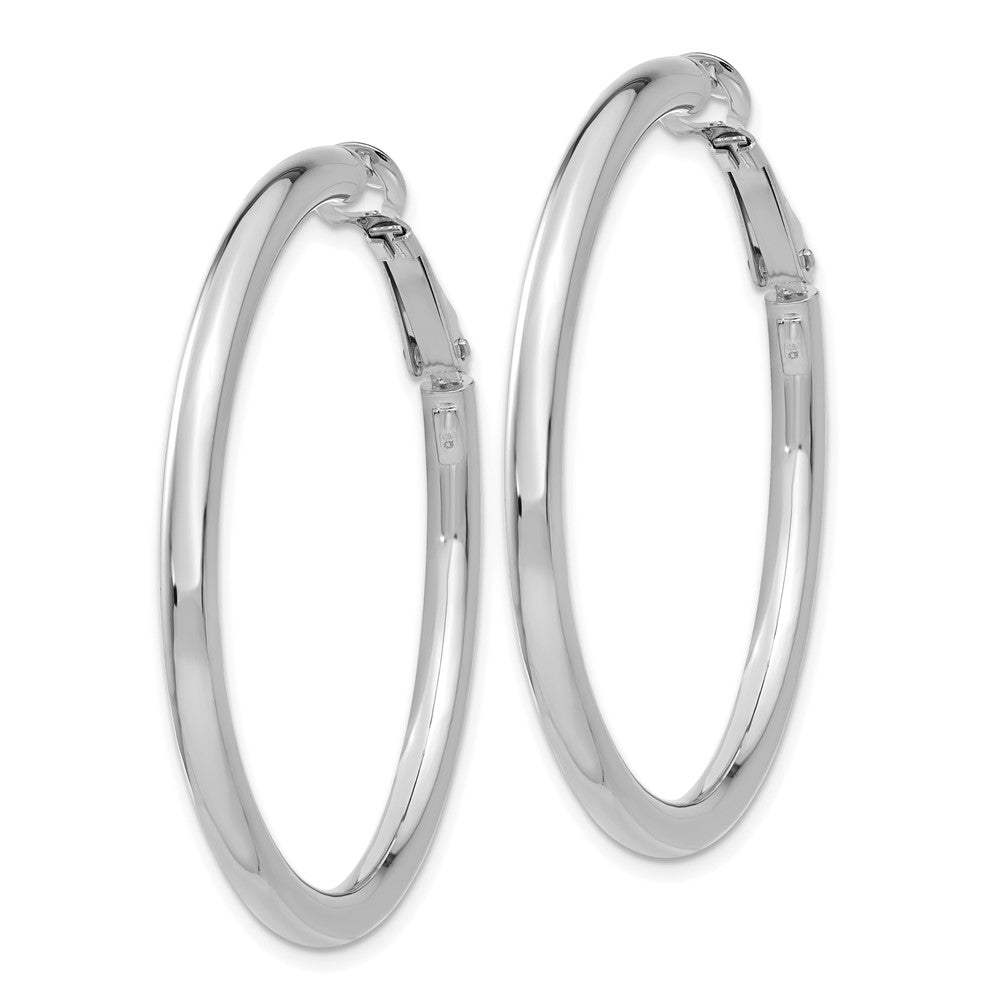 Gold Round Tube Omega Back Hoop Earrings
