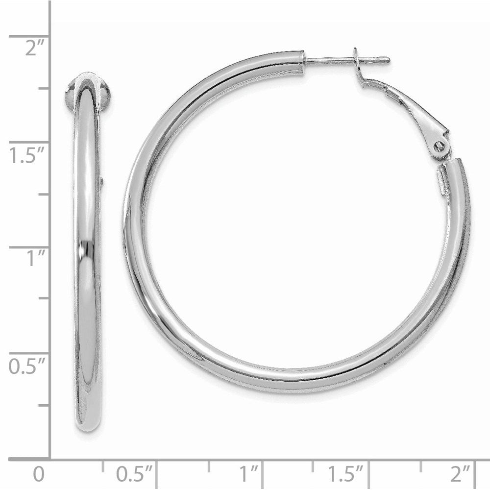 Gold Round Tube Omega Back Hoop Earrings