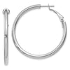 14k White Gold 3x41mm Polished Round Omega Back Tube Hoop Earrings