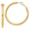 14k 3x41mm Polished Round Omega Back Tube Hoop Earrings
