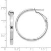 14k White Gold 3x30mm Polished Square Tube Omega Back Round Hoop Earrings