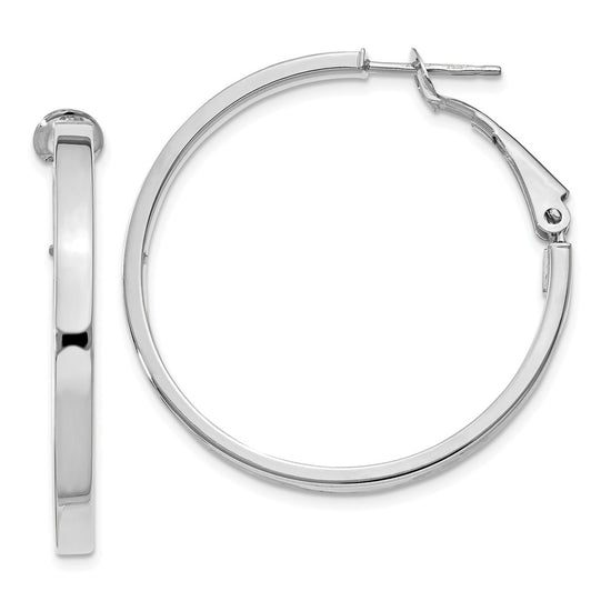 Gold Square Tube Omega Back Hoop Earrings