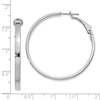 14k White Gold 3x40mm Polished Square Tube Omega Back Round Hoop Earrings