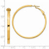 14k 3x45mm Polished Square Tube Omega Back Round Hoop Earrings