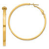 14k 3x45mm Polished Square Tube Omega Back Round Hoop Earrings