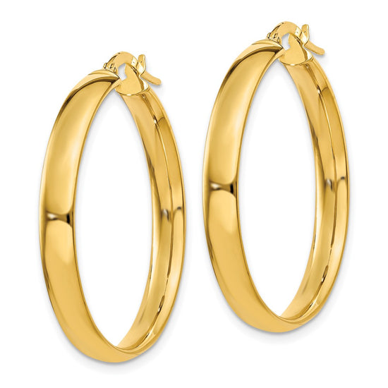 Gold Half Round Tube Hoop Earrings