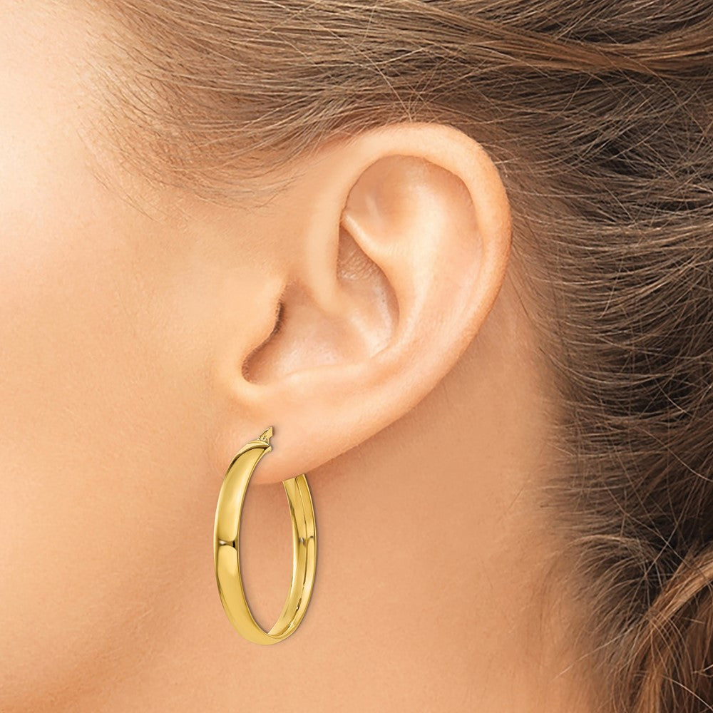 Gold Half Round Tube Hoop Earrings
