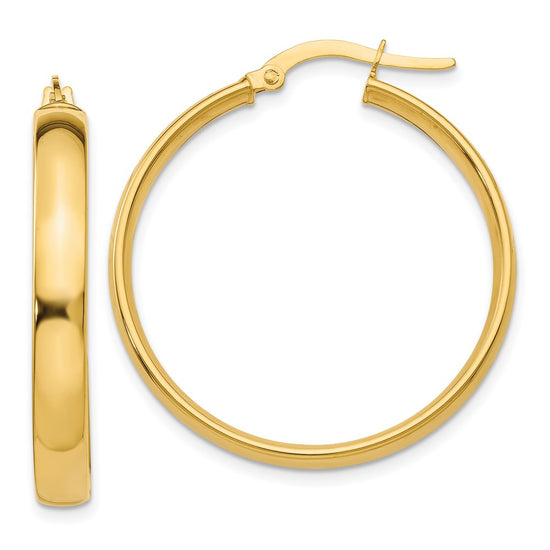 Gold Half Round Tube Hoop Earrings