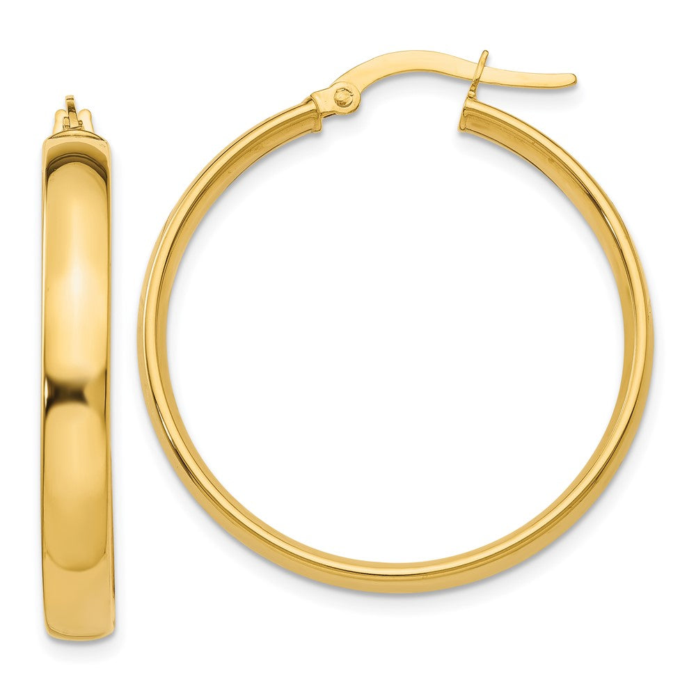 Gold Half Round Tube Hoop Earrings