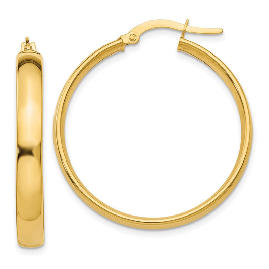 Gold Half Round Tube Hoop Earrings