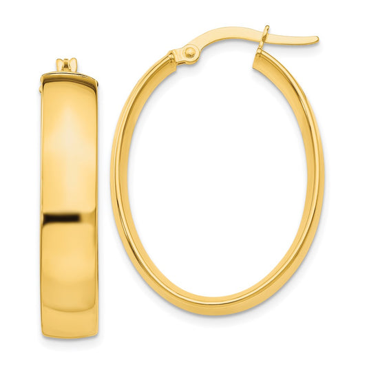 14k 5.75x31mm Polished Oval Tube Hoop Earrings